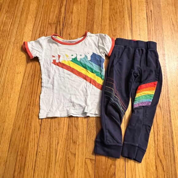 Little Bird Set Kids 4-5 X Small Rainbow Pants Tshirt ** - Picture 1 of 5